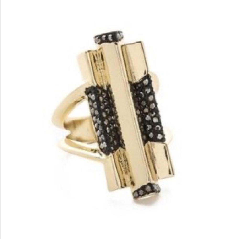 Cool and Unique House of Harlow 1960 Defined Art Deco Cocktail Ring, NWOT, sz 6